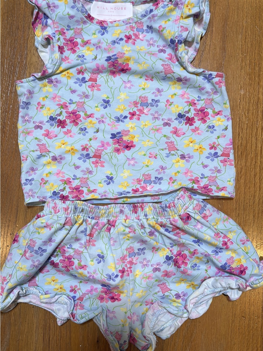 Hill House Home Peppa Piga Kids Light Blue Floral Top & Shorts Matching Set